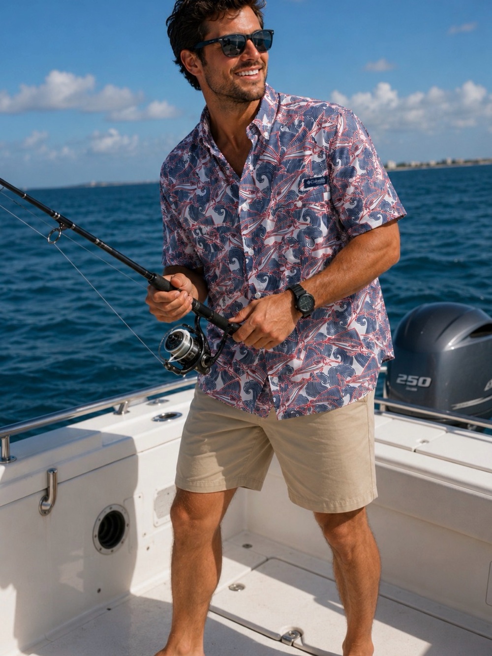 Columbia  Super Tamiami PFG Men’s Short-Sleeve Button-Down Large 4th of July!!